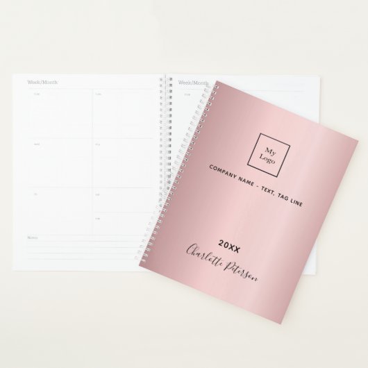 Blush roze naam business logo elegant 2026 planner (Display)