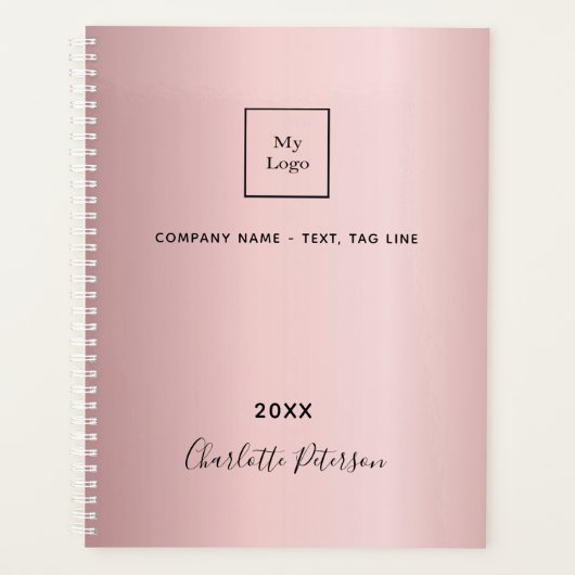 Blush roze naam business logo elegant 2026 planner (Voorkant)