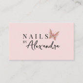 Blush Roze Nagel Specialist Vlinder Qr Code Visitekaartje (Voorkant)