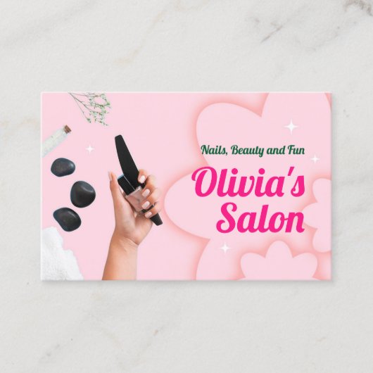 Blush roze nagels en schoonheidssalon visitekaartje (Voorkant)