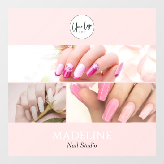 Blush Roze Nagelstudio Logo Foto Raamsticker (Vel)