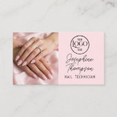 Blush Roze Nagelstudio QR Code Foto Visitekaartje (Voorkant)