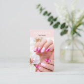Blush Roze Nagelstylist Foto QR Code Visitekaartje (Staand voorkant)