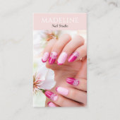 Blush Roze Nagelstylist Foto QR Code Visitekaartje (Voorkant)