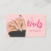 Blush Roze Nail Artist Salon QR Code Visitekaartje (Voorkant)