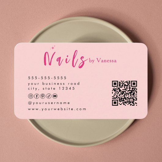 Blush Roze Nail Artist Salon QR Code Visitekaartje