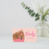 Blush Roze Nail Technician Moderne Nails Art Salon Visitekaartje (Staand voorkant)
