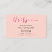 Blush Roze Nail Technician Moderne Nails Art Salon Visitekaartje (Achterkant)