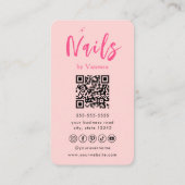 Blush Roze Nail Technician QR Code Nails Art Salon Visitekaartje (Achterkant)