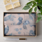 Blush Roze Navy Blauw Bloemen Patroon Tissuepapier (Geschenk)