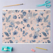 Blush Roze Navy Blauw Bloemen Patroon Tissuepapier (Craft)