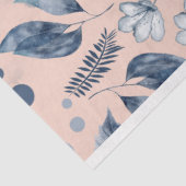 Blush Roze Navy Blauw Bloemen Patroon Tissuepapier (Detail)