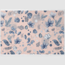 Blush Roze Navy Blauw Bloemen Patroon