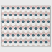 Blush Roze Navy Blauw Hexagon Hex Cadeaupapier (Vlak)