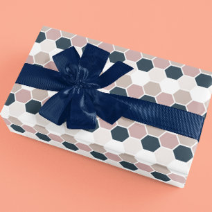Blush Roze Navy Blauw Hexagon Hex Cadeaupapier