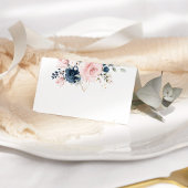 Blush roze Navy bloemenbruiloft rozen Plaatskaartje