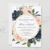 Blush roze navy blue goureuze verlofpartij kaart (Voorkant)