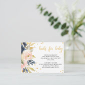 Blush Roze & Navy Book Request Baby shower Kaart (Staand voorkant)