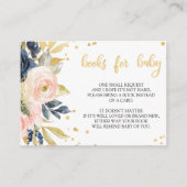 Blush Roze & Navy Book Request Baby shower Kaart (Voorkant)