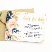 Blush Roze & Navy Book Request Baby shower Kaart
