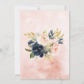 Blush Roze, Navy & Gold Baby shower Invitation Kaart (Achterkant)