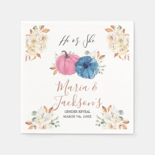 Blush Roze & Navy Pompoen Geslacht Reveal Servet