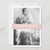 Blush Roze Nu en Dan Foto Collage Afstuderen Kaart (Voorkant)