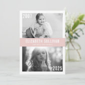 Blush Roze Nu en Dan Foto Collage Afstuderen Kaart (Staand voorkant)