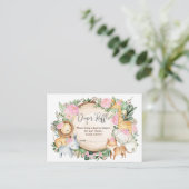 Blush Roze Oerwoud Safari Baby Girl Diaper Raffle Informatiekaartje (Staand voorkant)