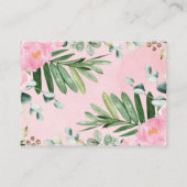 Blush Roze Oerwoud Safari Baby Girl Diaper Raffle Informatiekaartje (Achterkant)