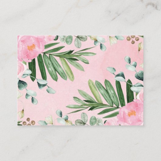 Blush Roze Oerwoud Safari Baby Girl Diaper Raffle Informatiekaartje (Achterkant)