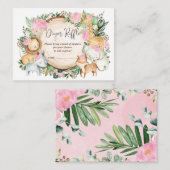 Blush Roze Oerwoud Safari Baby Girl Diaper Raffle Informatiekaartje (Voorkant / Achterkant)