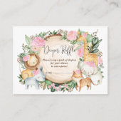 Blush Roze Oerwoud Safari Baby Girl Diaper Raffle Informatiekaartje (Voorkant)