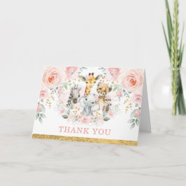 Blush roze Oerwoud Wilde Dieren Hartelijk dank Kaart