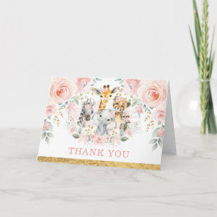 Blush roze Oerwoud Wilde Dieren Hartelijk dank Kaart