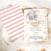 Blush Roze Olifant Baby Meisje Douche Kaart