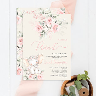 Blush roze Olifant Baby shower Meisje Kaart