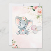 Blush Roze olifant Baby shower Uitnodiging (Achterkant)