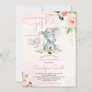 Blush Roze olifant Baby shower Uitnodiging