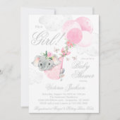 Blush roze olifant ballonnen vlinder Baby shower Kaart (Voorkant)