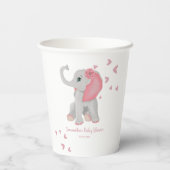 Blush roze olifant Waterverf Harten Baby shower Papieren Bekers (Achterkant)