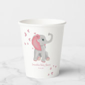 Blush roze olifant Waterverf Harten Baby shower Papieren Bekers (Voorkant)