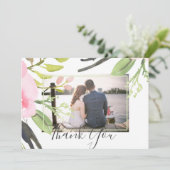 Blush Roze Olive Foto Hartelijk dank voor bruiloft (Staand voorkant)