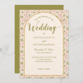 Blush roze, Olive Green Arch Shape Weddenschap Kaart (Voorkant / Achterkant)