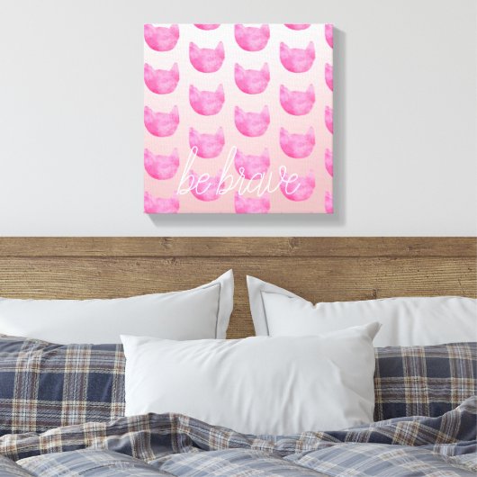 Blush roze ombre cat be Brave Canvas Afdruk (Insitu (Slaapkamer))