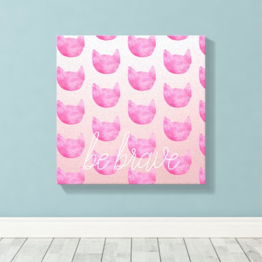 Blush roze ombre cat be Brave Canvas Afdruk (Insitu (Houten vloer))