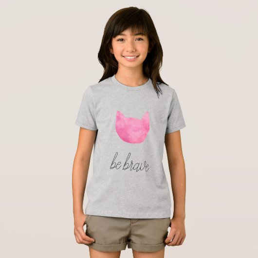 Blush roze ombre cat be Brave Tri-Blend Shirt (Voorkant volledig)