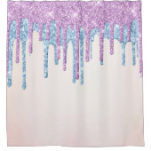 *~* Blush Roze OMBRE Drip Druppelende GLITTER AP7 Douchegordijn (Voorkant)