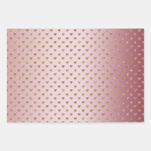 Blush Roze Ombre Glitter Goud Liefde Inpakpapier Vel (Voorkant 3)