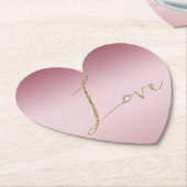 Blush Roze Ombre Glitter Goud Liefde Kartonnen Onderzetters (Gekanteld)